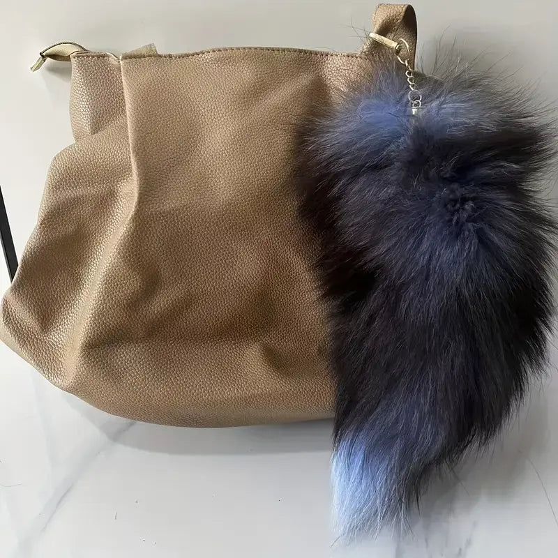 Fox Tail Keychain - Fluffy Faux Fur Anime Cosplay Accessory with Adjustable Hook for Bags Rave Festival Kawaii Gothic Bag Charm Pendant