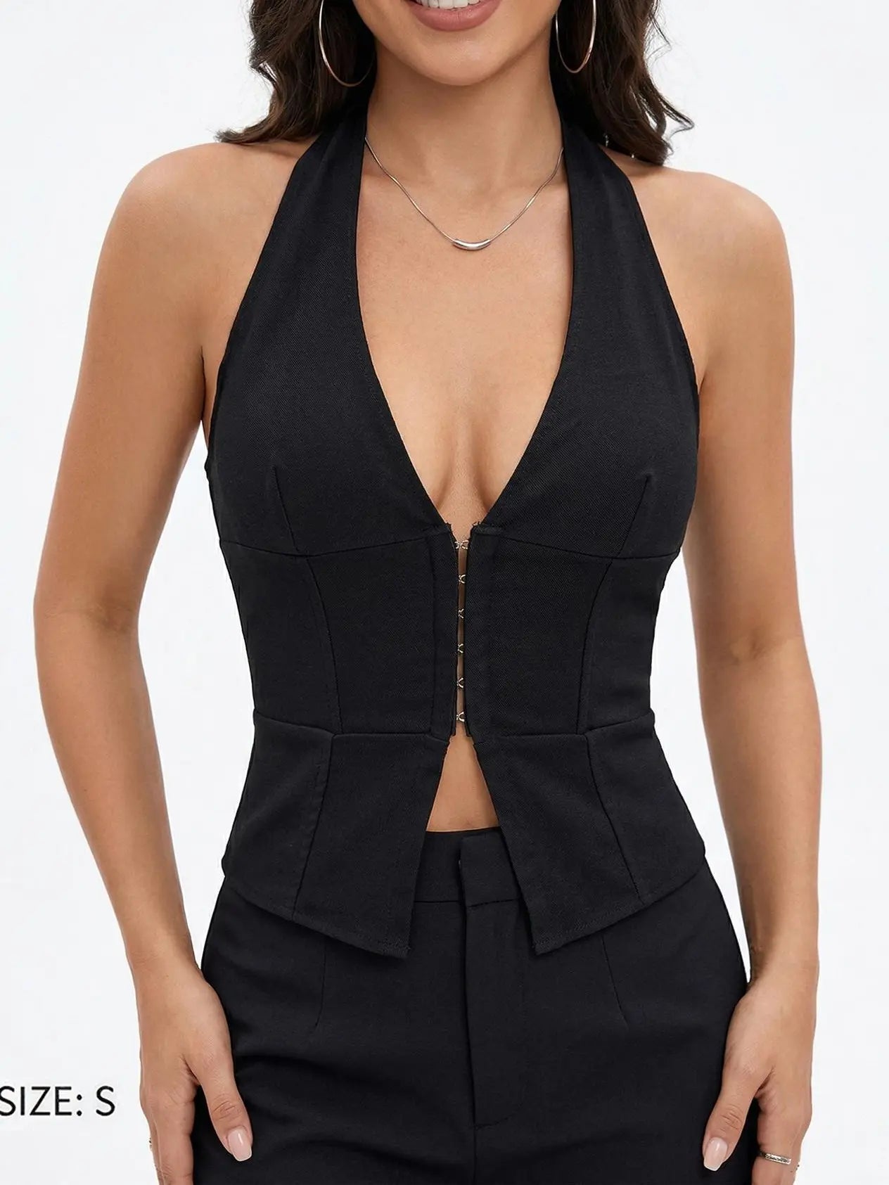 【Restocked】Apperlotha Women'S Halter Corsets Top - Thin, Stretchy, Rave Hook Grommet Front Lace up Back, Backless Corset Bodyshper Party Crop Tank Top - Valentine Outfits Springstatements Springfresh