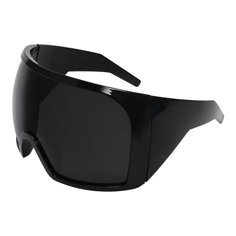 Futuristic Wrap around Sunglasses Rave Curved Lens UV400 Protection 2000'S Eyewear Oversized Y2K Sun Glasses Cool Steampunk Oversize Wrap around Sunglasses