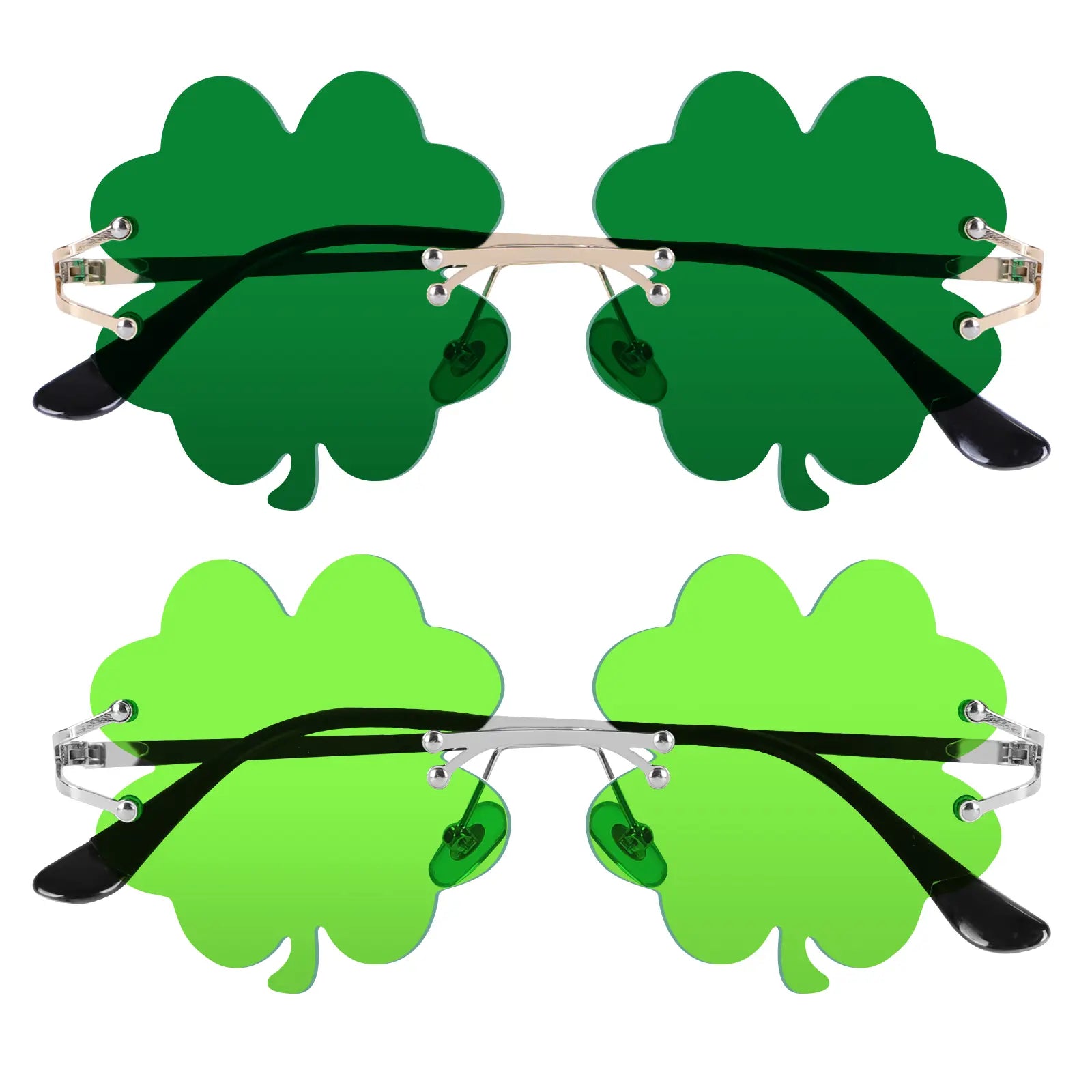 HAOLOTA St. Patrick'S Day Irish Shamrock Sunglasses Green Clover Leprechaun Costume Glasses UV400 Protection Metal & Plastic Ultra-Light Lens for Parties