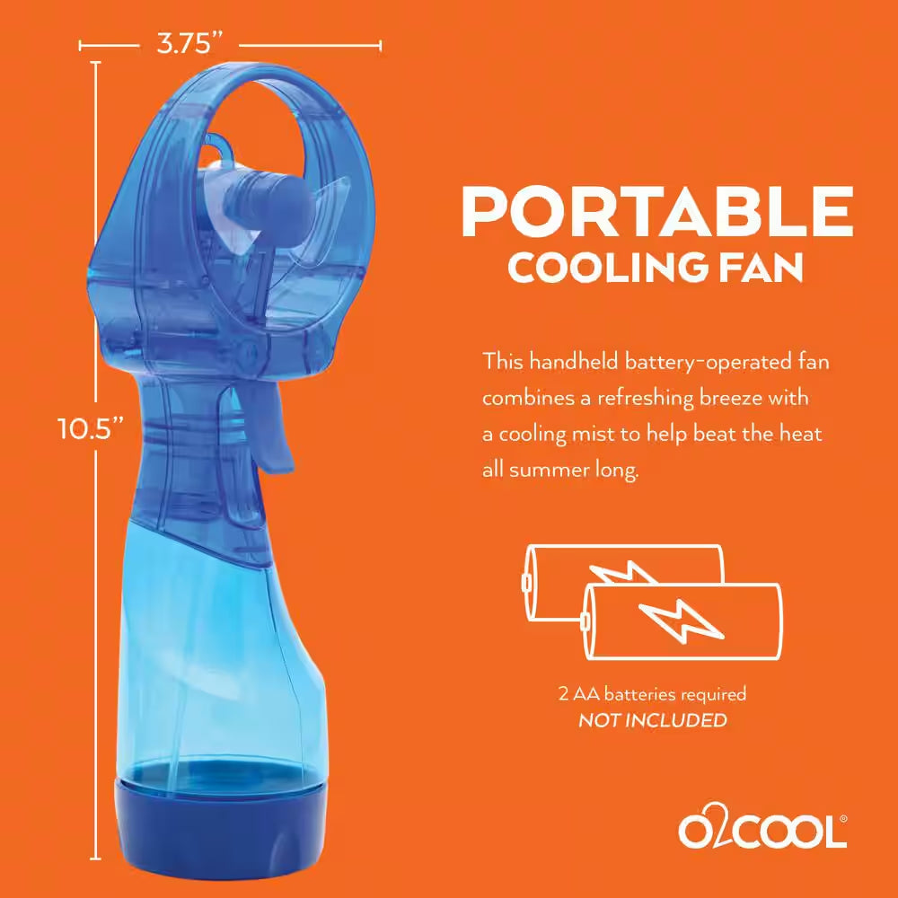 Deluxe 3.0 In. 1 Fan Speed Personal Misting Fan in Blue