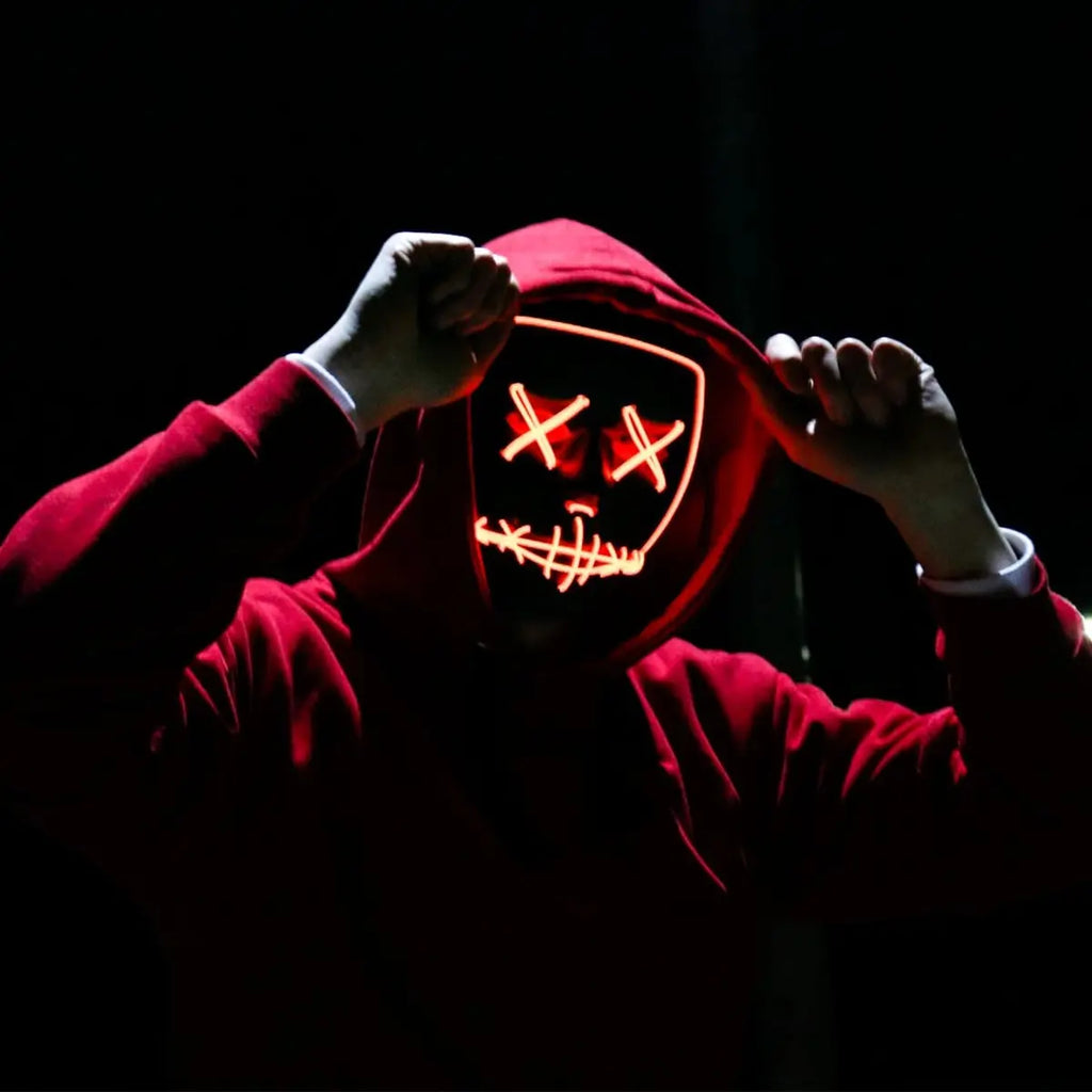 Halloween Mask LED Light-Up Mask for Cosplay, Festival, Masquerade Party, Scary Glow Mask for Carnival, Costume, Halloween 2024 (Color Will Send Randomly!)