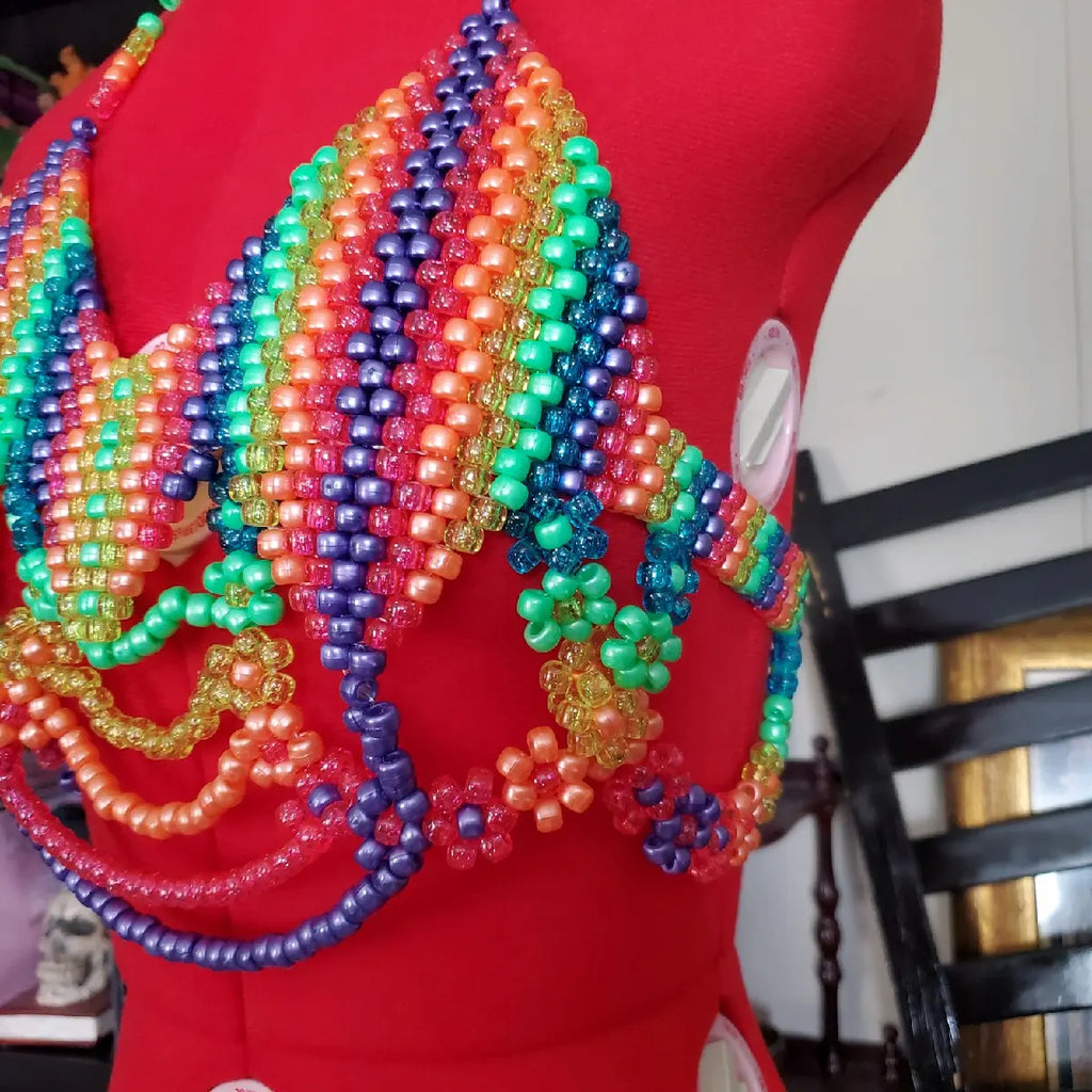 Kandi Bead Bra Top Cosplay Rave Fit Womenswear Accessories Clothes Costumes Women Comfort