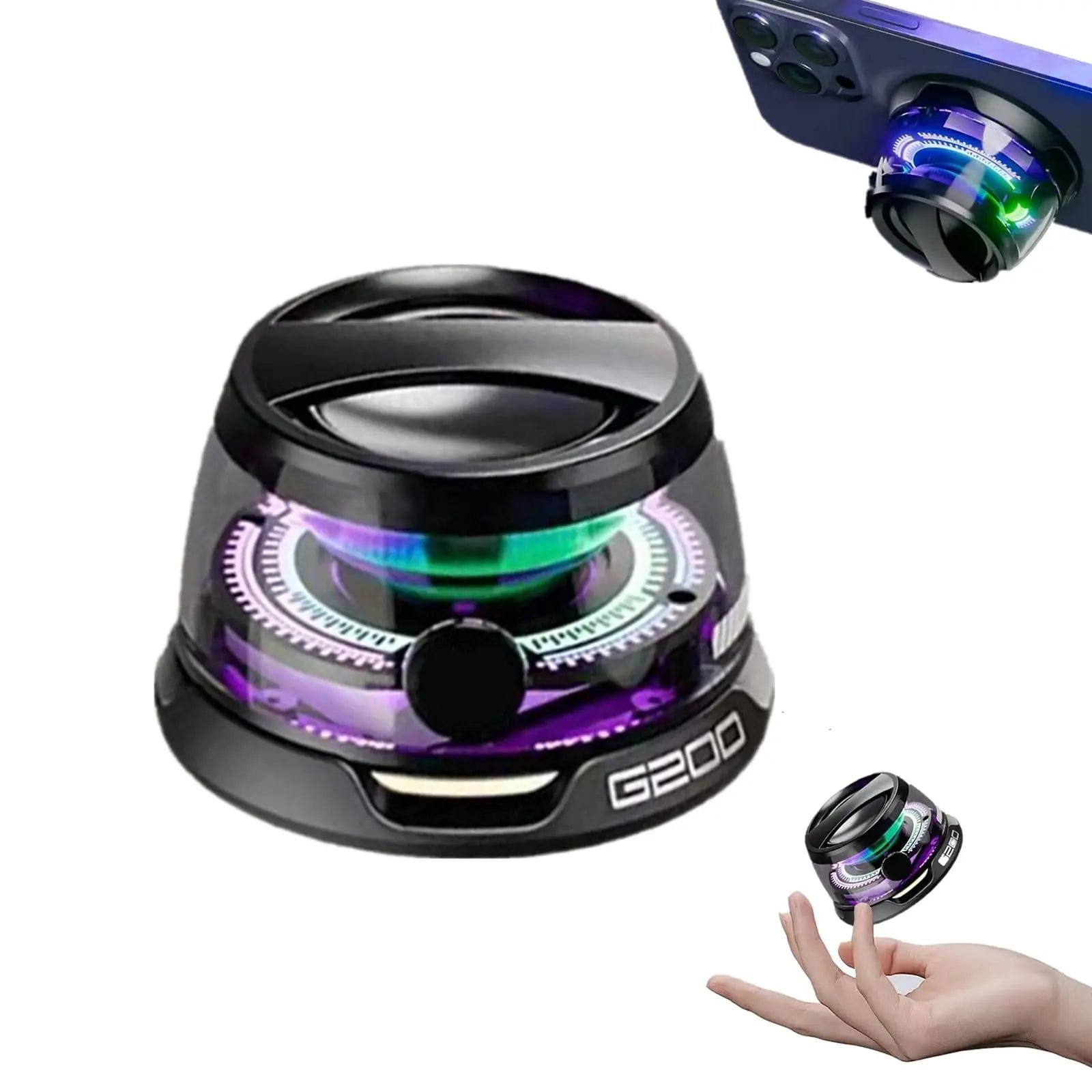 Magnetic Bluetooth Speakers Water Proof , G200 Speaker with Multiple RGB Color Light, Mini Portable Sound Box Phone Holder for Metal Surface, Small Wireless Speaker for Shower, Bike Audio Cable