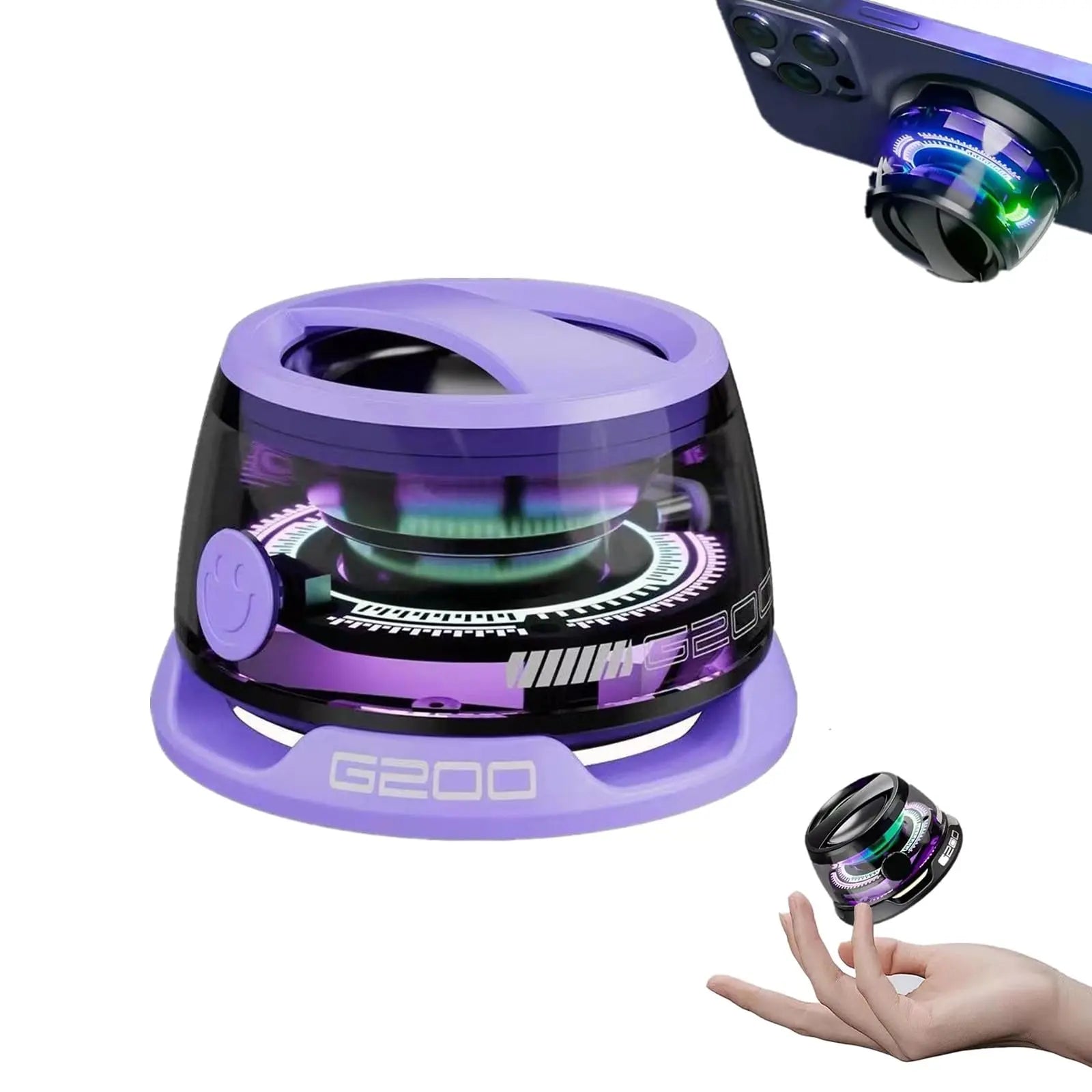 Magnetic Bluetooth Speakers Water Proof , G200 Speaker with Multiple RGB Color Light, Mini Portable Sound Box Phone Holder for Metal Surface, Small Wireless Speaker for Shower, Bike Audio Cable