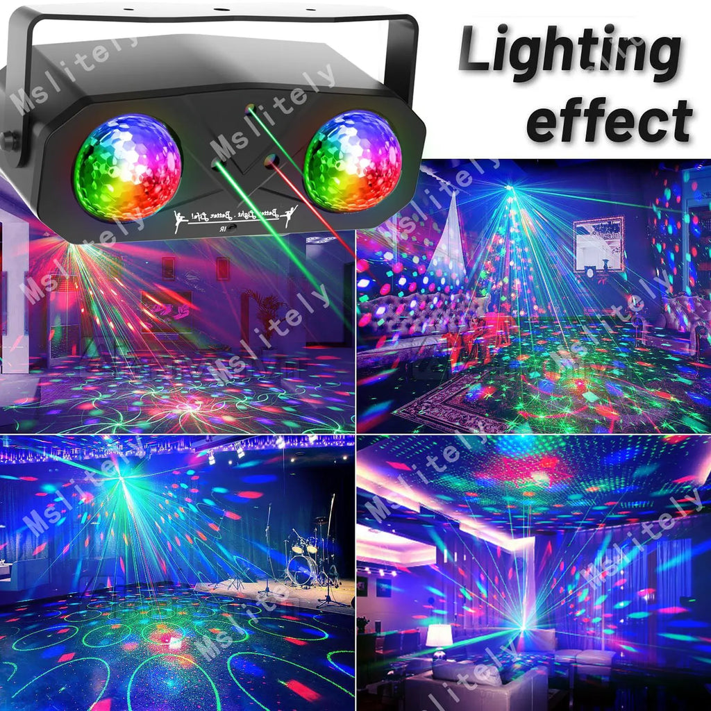Disco Ball Party Light, USB Powered Sound Activated Disco Light with Star Light Projector, Ocean Light and Laser Light for Party DJ KTV Rave Club Wedding Home Decor