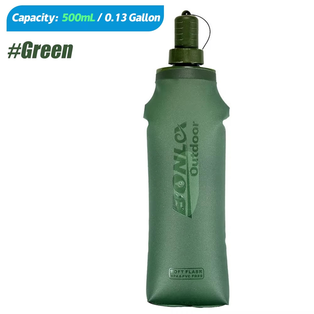 250ML 500ML Soft Flask, Running Water Bottle Foldable TPU Hydration Flask for Running Hydration Pack Cycling Hiking Marathon