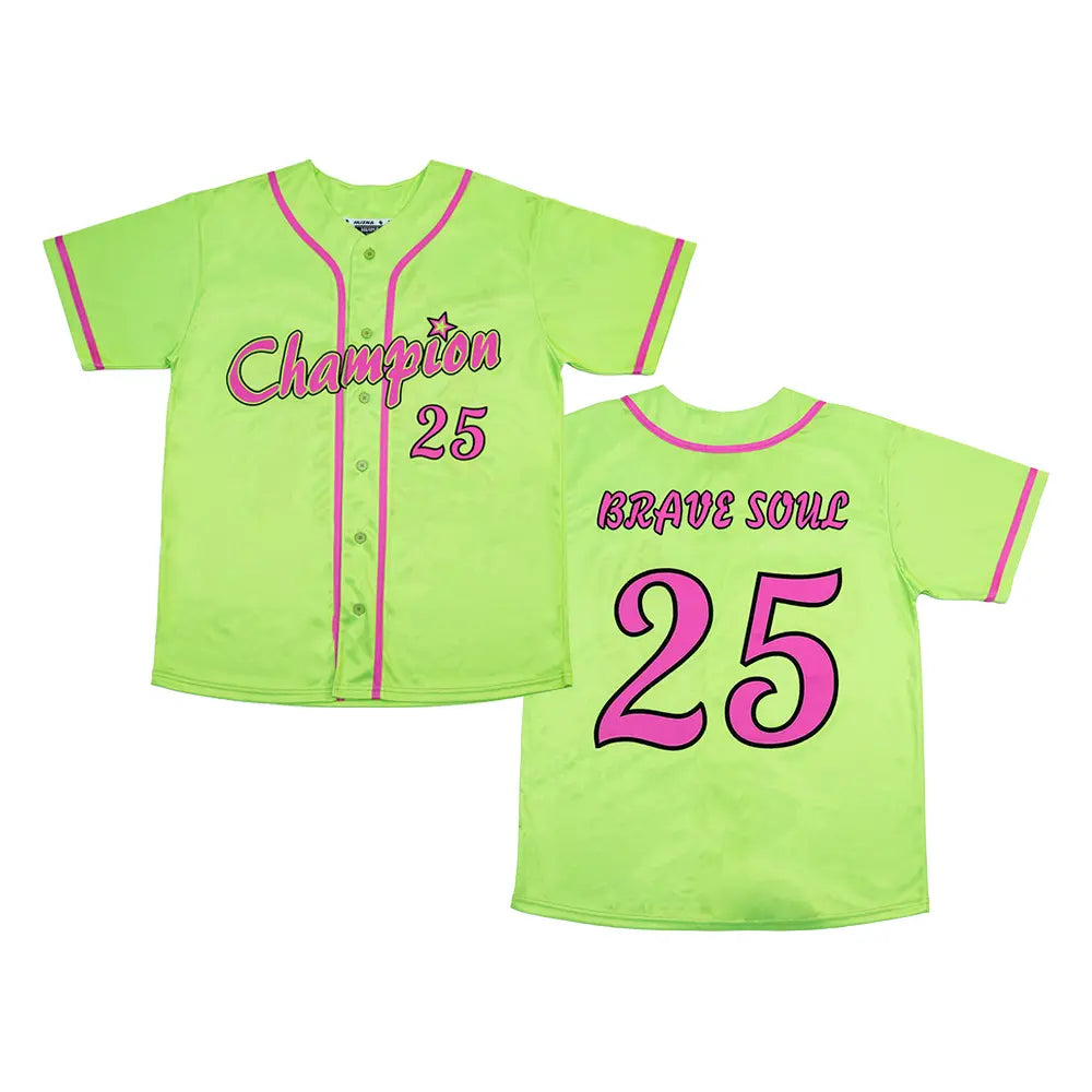 Neon Green #25 Baseball Jerseys Unisex Classic Fit Quick Dry Tracksuit Gym Outfits Loose Breathable Rave Soft Comfort Jerseys & Workout Tops High-Quality Sublimation Print with Tatami Stitch Embroidery Men'S Trend Dia De Muertos Style Clothes