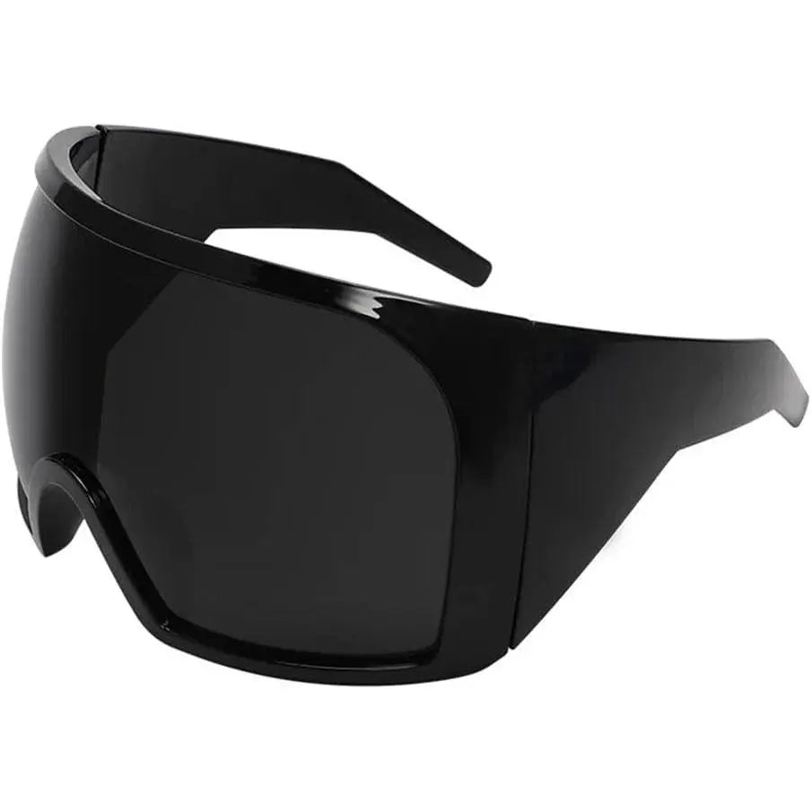 Futuristic Wrap around Sunglasses Rave Curved Lens UV400 Protection 2000'S Eyewear Oversized Y2K Sun Glasses Cool Steampunk Oversize Wrap around Sunglasses