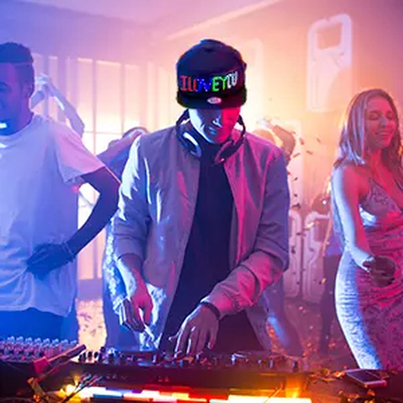 LED Bluetooth Hat DIY Gift, Bluetooth APP Controlled, Edited LED Display Hat LED Luminous Words (Text, Music, Images, Paintings) Suitable for Party Club Festivals