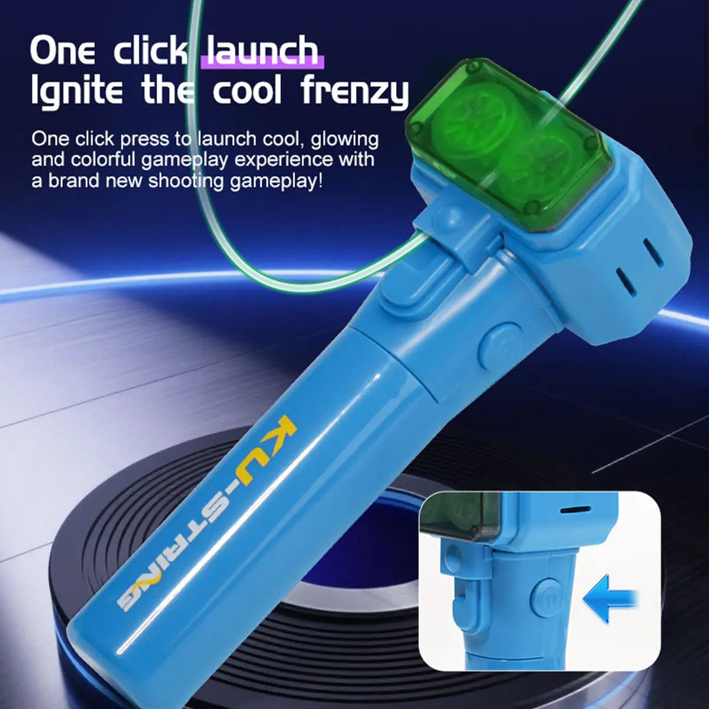 Handheld Fun Stress Reliever Electronic Rope Launcher Toy, the Glow-In-The-Dark String Shooter Toy, Electric Luminous Rope Light, Portable Rope Launcher, Gift for Adult and Kids Rope Launcher, Viral Fidget Toy Gadget, Music Festival Rave Dance Accessory