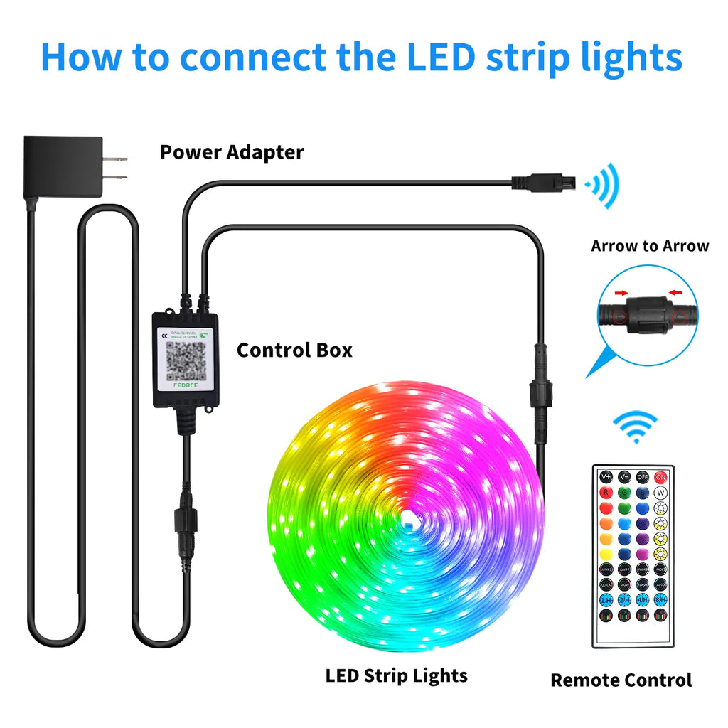 Outdoor LED Strip Lights Waterproof,Ip68 Waterproof LED Light Strips with Remote,App Control Music Sync RGB Outdoor LED Rope Lights,Led Lights for Bedroom,Roof,Pool,Deck,Balcony