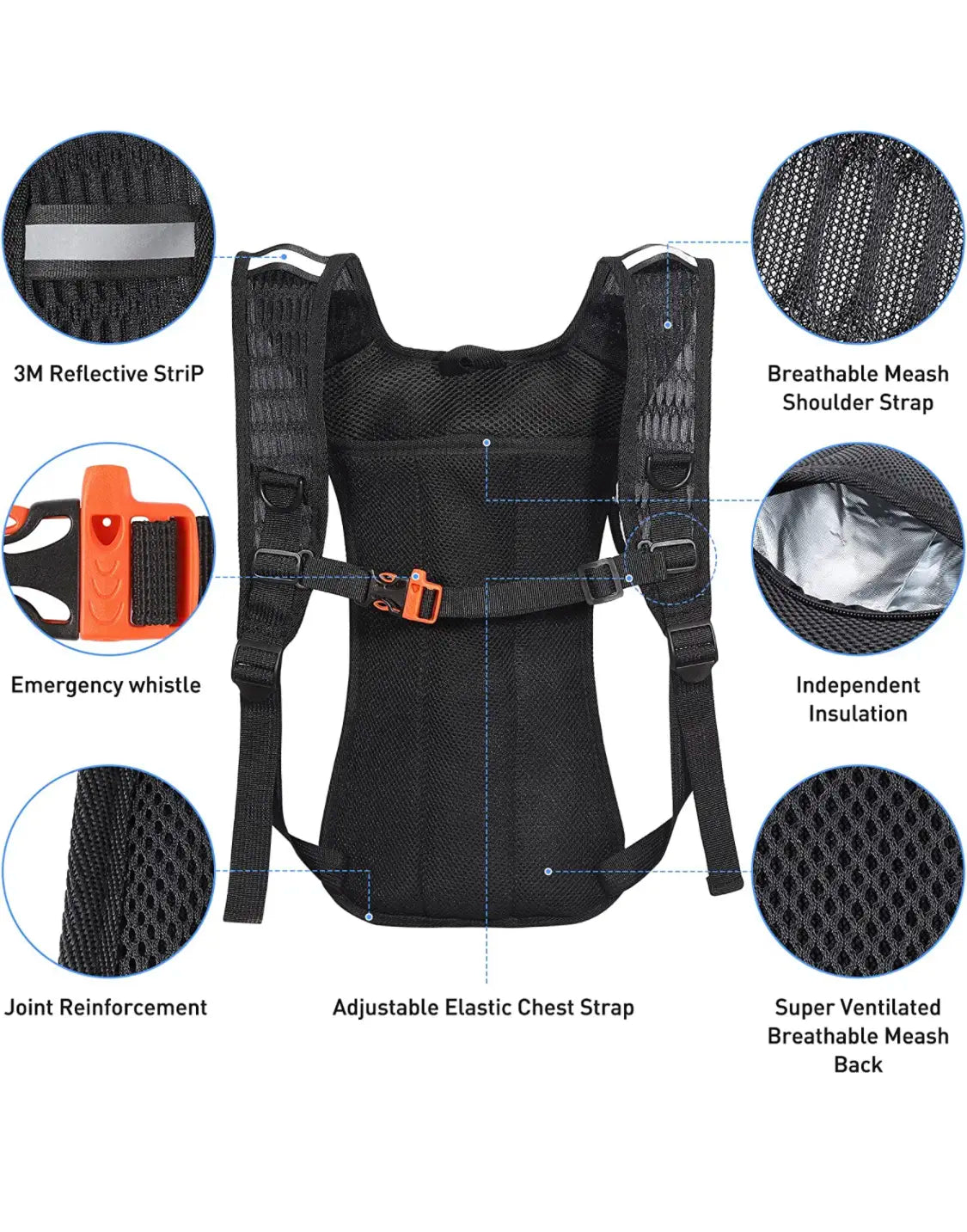 Obsidn Black 2L Hydration Backpack for Festivals, Raves, Hiking, Biking, Climbing, Running, and More - Lightweight, Durable, and Waterproof with Insulated Bladder Compartment and Soft Mouthpiece