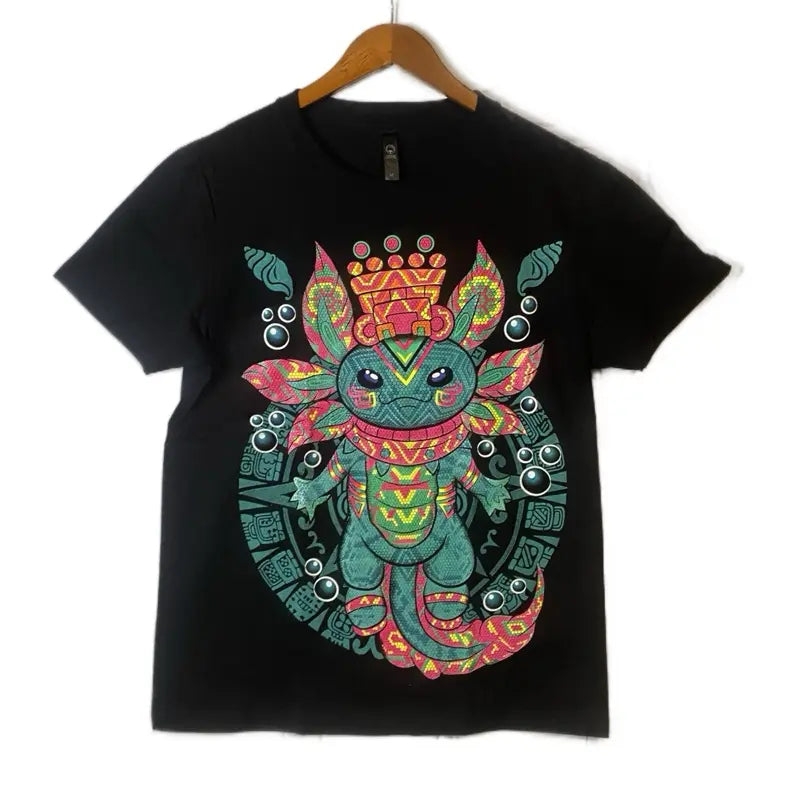 Ajolote Dios T-Shirt Black Cotton