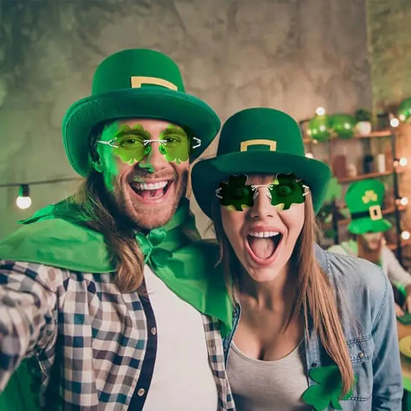 HAOLOTA St. Patrick'S Day Irish Shamrock Sunglasses Green Clover Leprechaun Costume Glasses UV400 Protection Metal & Plastic Ultra-Light Lens for Parties