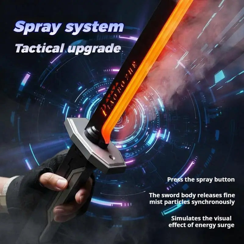 Cyberpunk Neon Sword Lightsaber Toy 31.5" Spark Blade Sound & Fog Eight-Color Streaming Light Effect Type-C Rechargeable for Rave Cosplay & Display