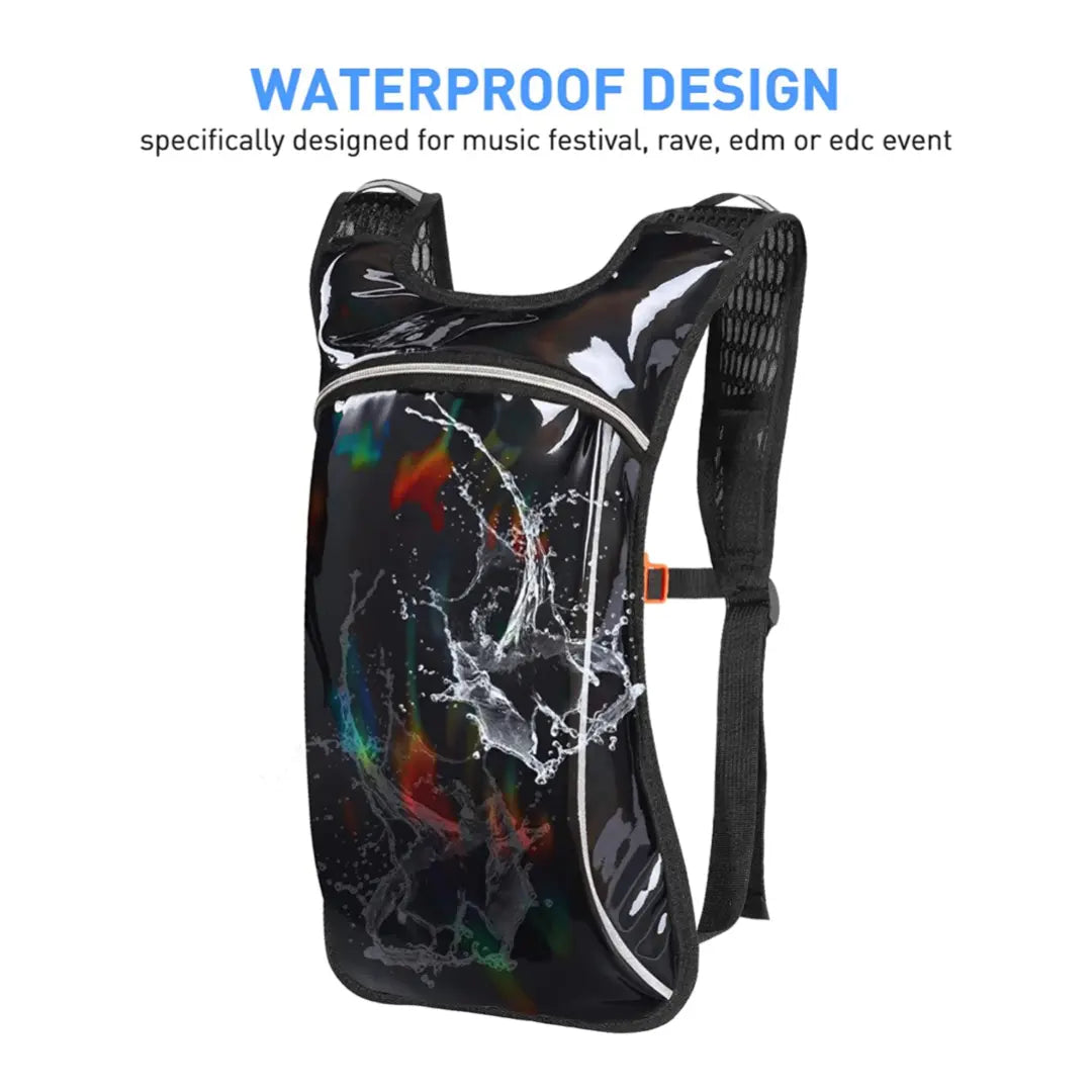 Obsidn Black 2L Hydration Backpack for Festivals, Raves, Hiking, Biking, Climbing, Running, and More - Lightweight, Durable, and Waterproof with Insulated Bladder Compartment and Soft Mouthpiece
