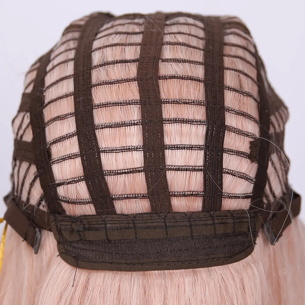 SMILCO 24" Ombre Pink Ash Brown Synthetic Wig, Glueless, Natural-Looking Scalp, Full Machine Cap, SM410 Adjustable Straps & Breathable Cap, Vibrant Color & Soft Texture