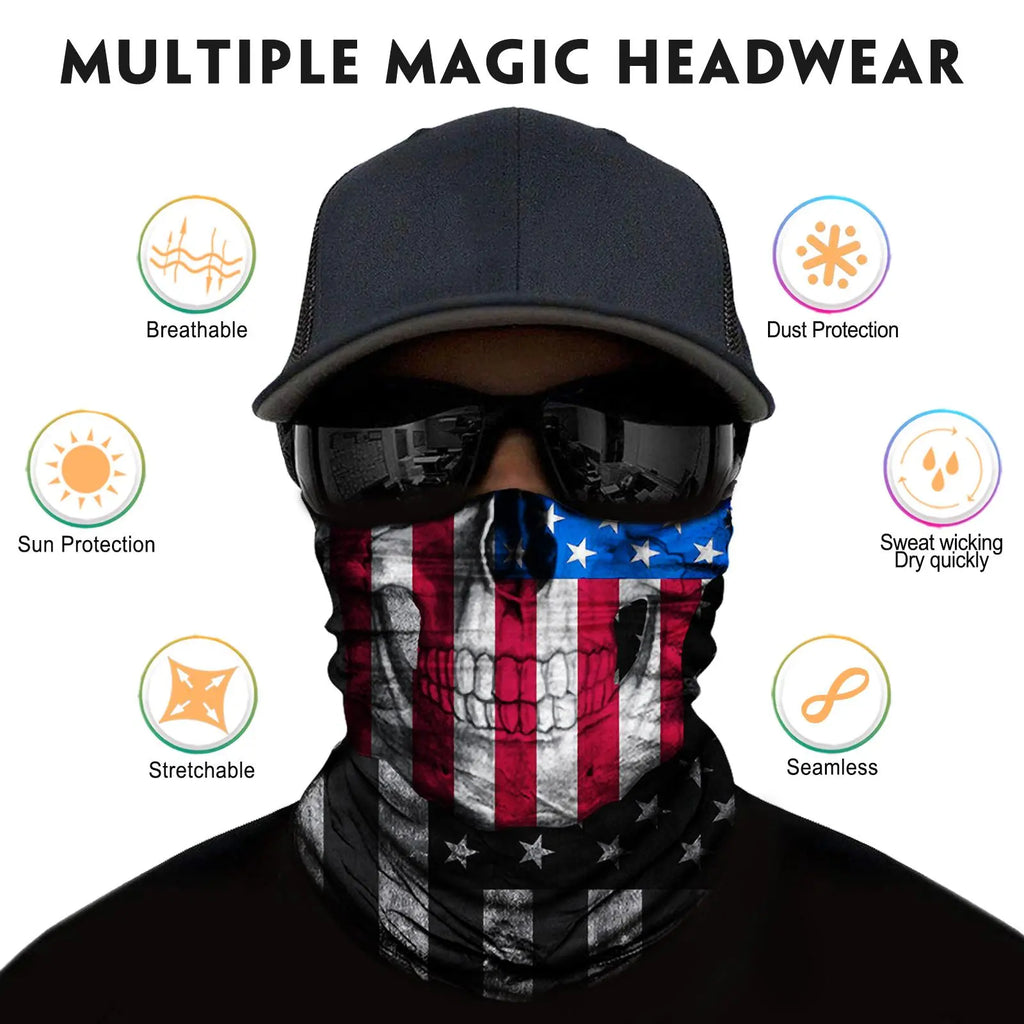 Venswell Neck Gaiter Face Mask Men Women,Seamless Bandana Rave Face Cover Scarf Mask,Balaclava,Headband, Head Wrap,Head，Gothic Style, Skulls, Demons—Must-Haves for Halloweenwear 9Pcs