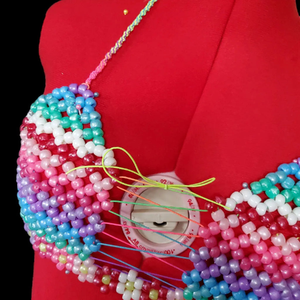 Kandi Bead Bra Top Cospay Rave Ribbon Womenswear Fit Piece Tube Women Lady