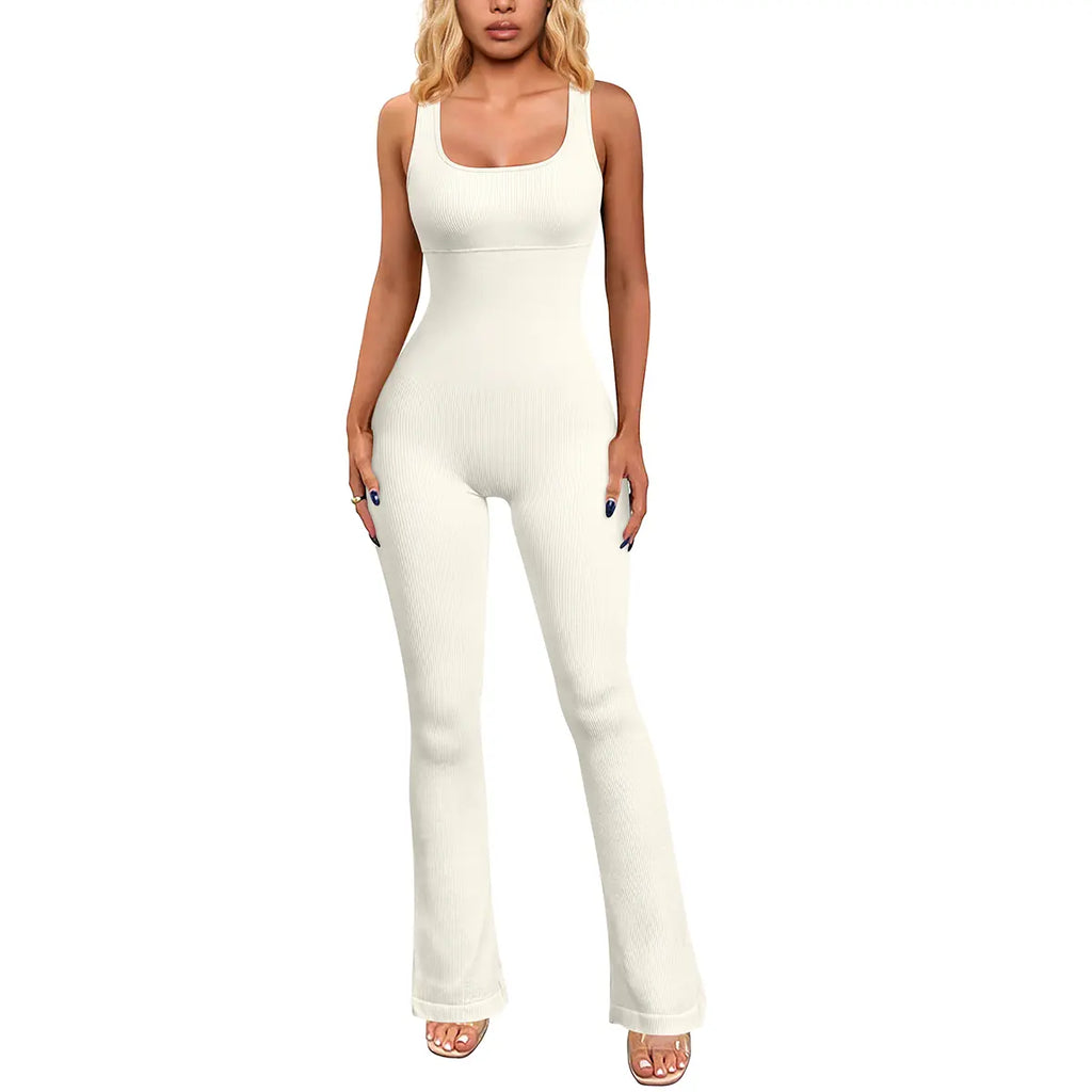OYV Ribbed Sleeveless Tank Tops Bell Bottoms Flare Jumpsuits