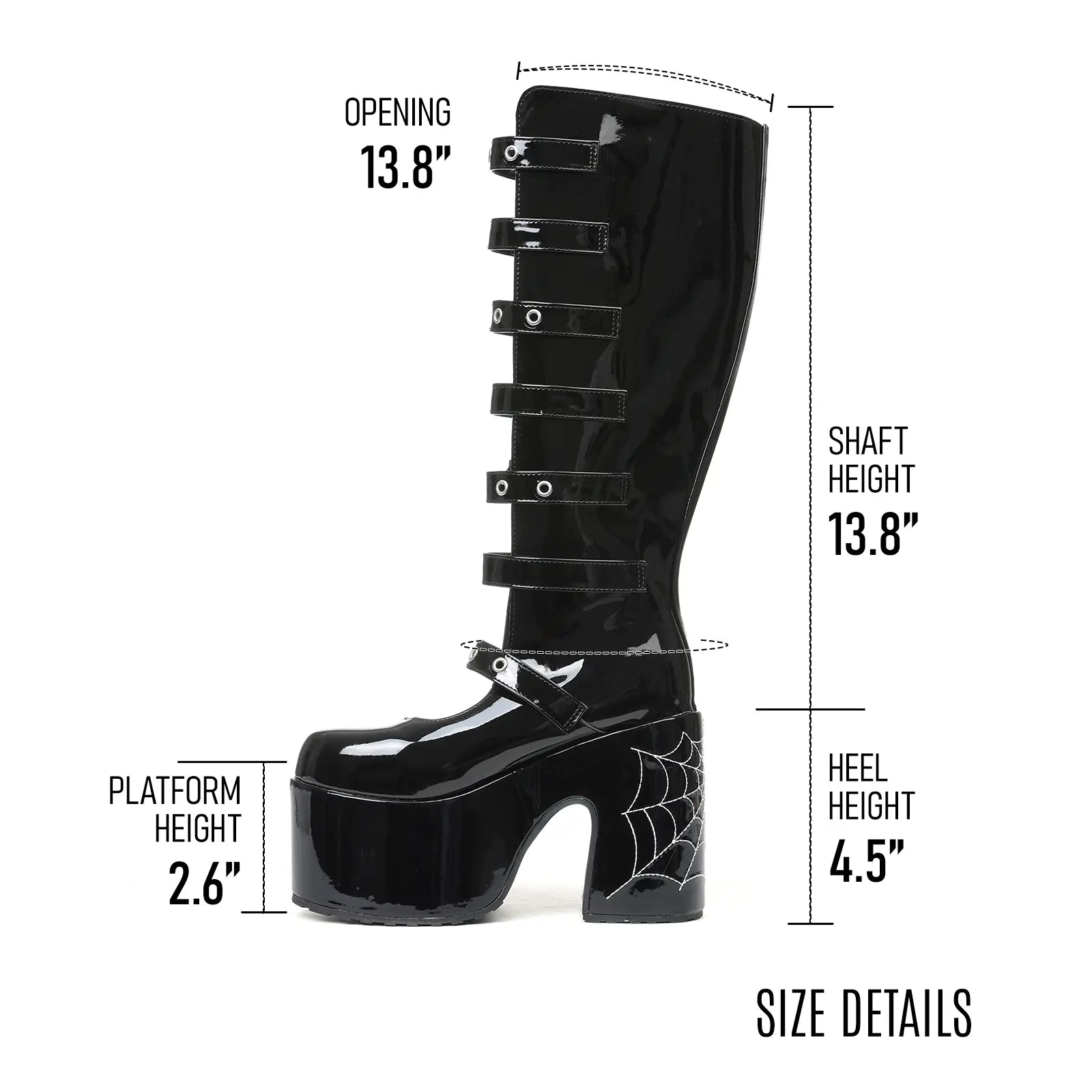 VIMISAOI Womens Platform Knee High Goth Boot round Toe Chunky Block High Heel Metal Buckles Spider Combat Motorcycle Punk Rave Party Fashion Boots