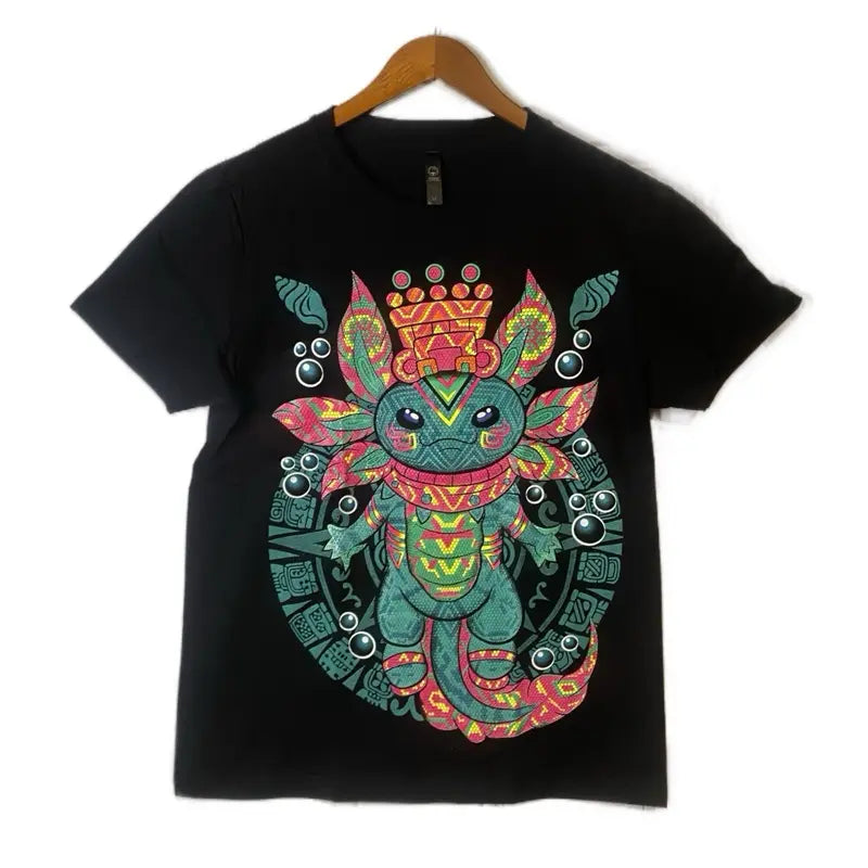 Ajolote Dios T-Shirt Black Cotton
