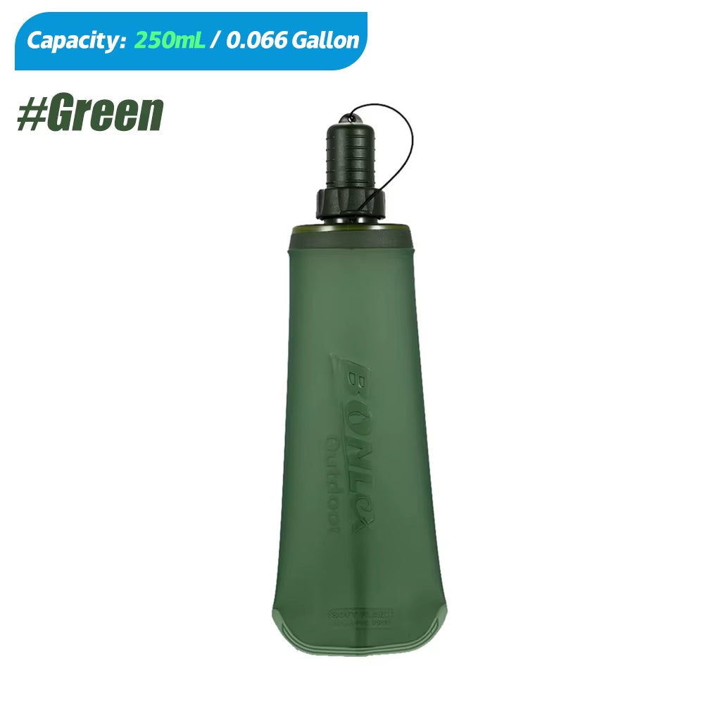 250ML 500ML Soft Flask, Running Water Bottle Foldable TPU Hydration Flask for Running Hydration Pack Cycling Hiking Marathon