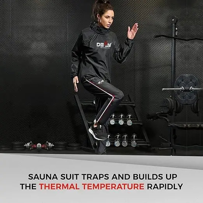 DEFY Heavy Duty Sauna Suit Hoodie for Men & Women - Anti-Rip Sweat Suit for Gym Workout & Exercise Gear - Natural Sweating Support & High-Quality Taffeta Nylon - Gymwear