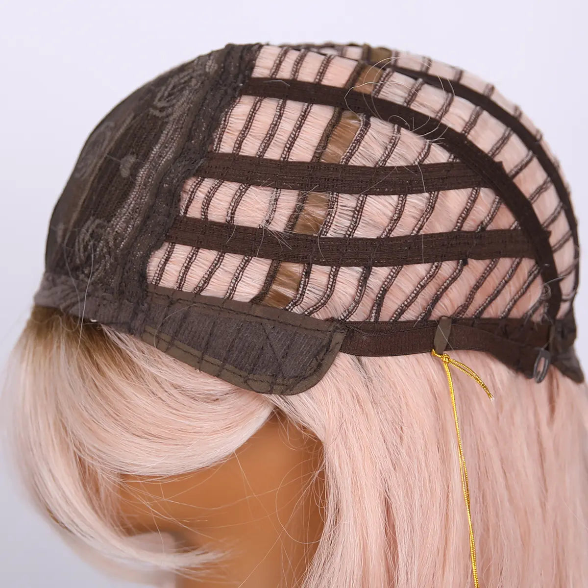 SMILCO 24" Ombre Pink Ash Brown Synthetic Wig, Glueless, Natural-Looking Scalp, Full Machine Cap, SM410 Adjustable Straps & Breathable Cap, Vibrant Color & Soft Texture