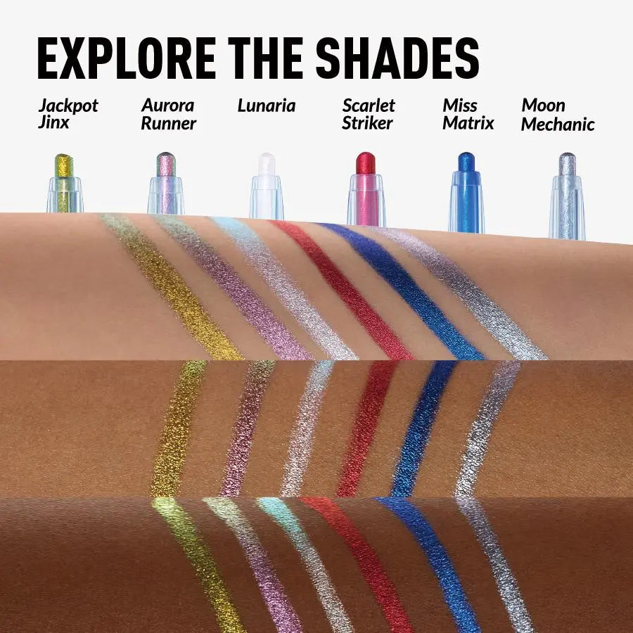 Kaleidos Epiphany Glow Melt-On Eyeliner 6-Piece Set, Rave Makeup, Festival Makeup, Cosmetic Gift