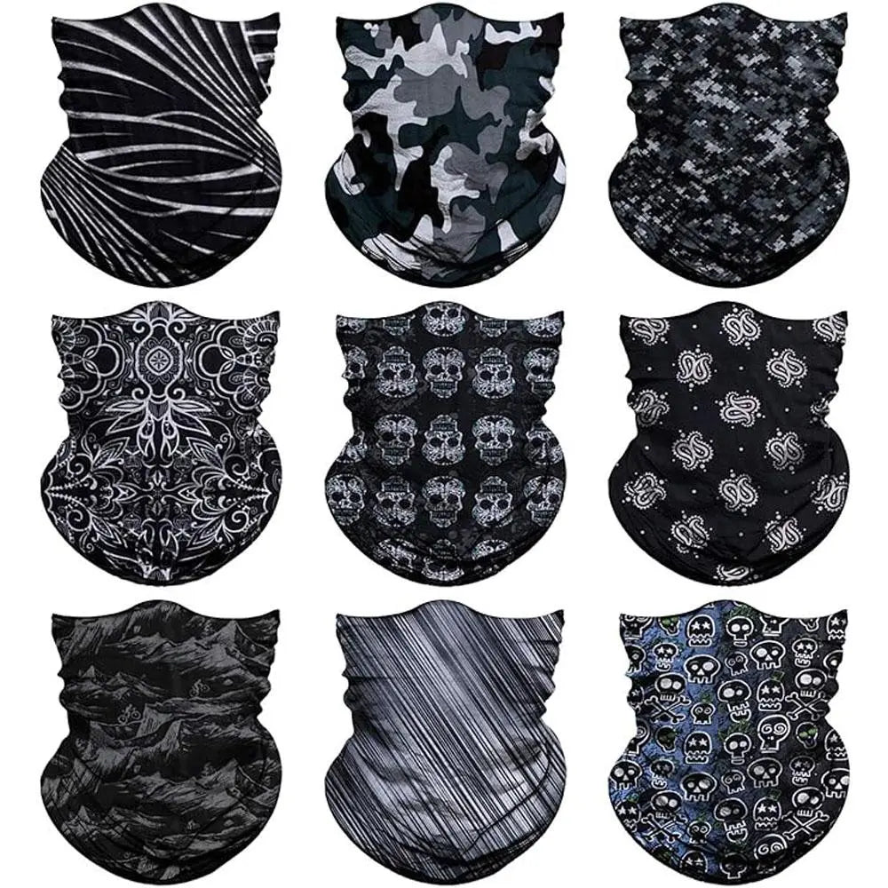 Venswell Neck Gaiter Face Mask Men Women,Seamless Bandana Rave Face Cover Scarf Mask,Balaclava,Headband, Head Wrap,Head，Gothic Style, Skulls, Demons—Must-Haves for Halloweenwear 9Pcs