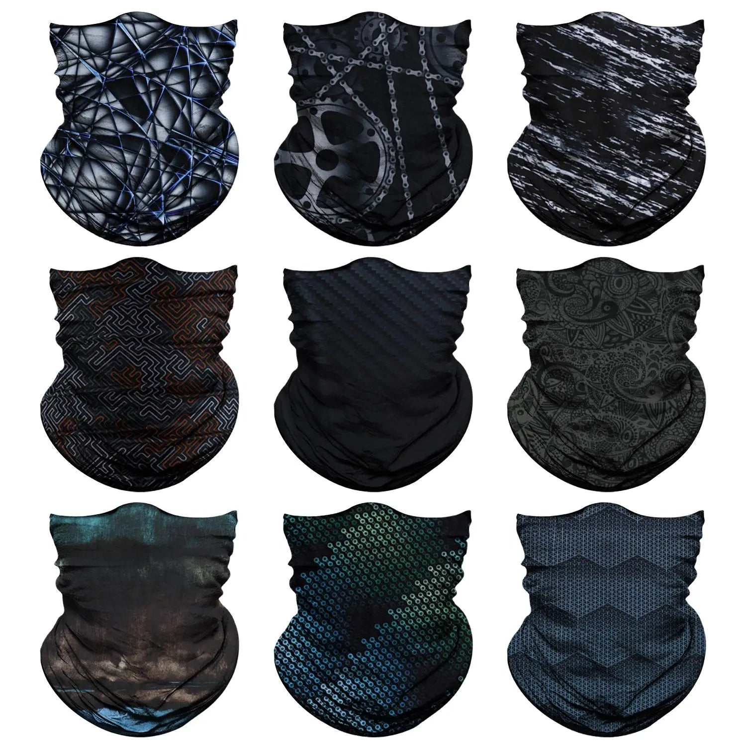 Venswell Neck Gaiter Face Mask Men Women,Seamless Bandana Rave Face Cover Scarf Mask,Balaclava,Headband, Head Wrap,Head，Gothic Style, Skulls, Demons—Must-Haves for Halloweenwear 9Pcs