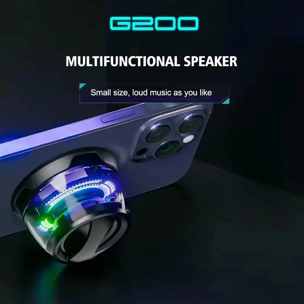 Magnetic Bluetooth Speakers Water Proof , G200 Speaker with Multiple RGB Color Light, Mini Portable Sound Box Phone Holder for Metal Surface, Small Wireless Speaker for Shower, Bike Audio Cable