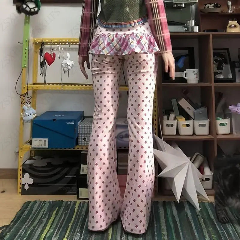 2025 Japanese Kawaii Slimming Trousers Women Clohting Harajuku Cuteore Wave Point Personality High Waist Pants Aesthetic Y2K Pants Womenswear Bottom