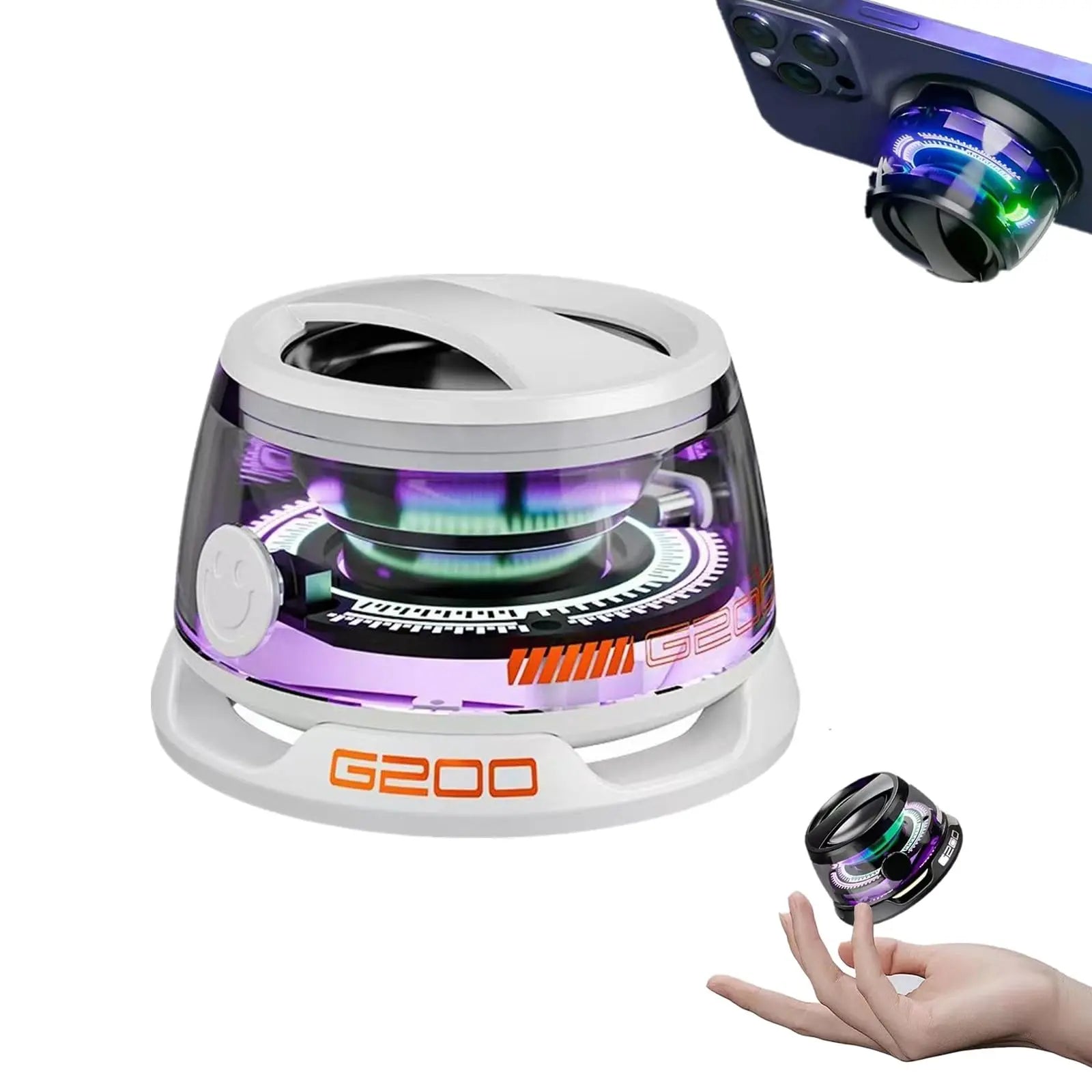 Magnetic Bluetooth Speakers Water Proof , G200 Speaker with Multiple RGB Color Light, Mini Portable Sound Box Phone Holder for Metal Surface, Small Wireless Speaker for Shower, Bike Audio Cable