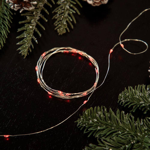 20-Count Red LED Micro Fairy Lights-6 Ft. Copper Wire
