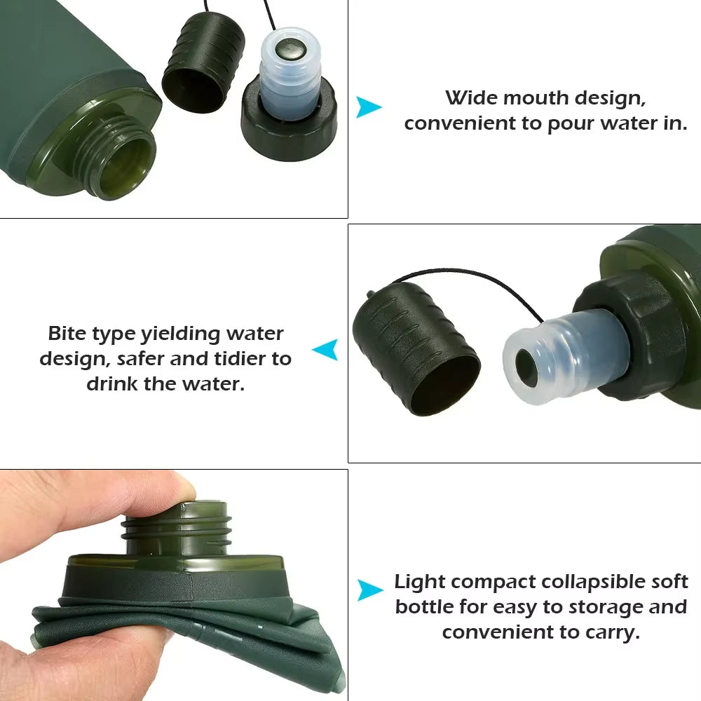 250ML 500ML Soft Flask, Running Water Bottle Foldable TPU Hydration Flask for Running Hydration Pack Cycling Hiking Marathon