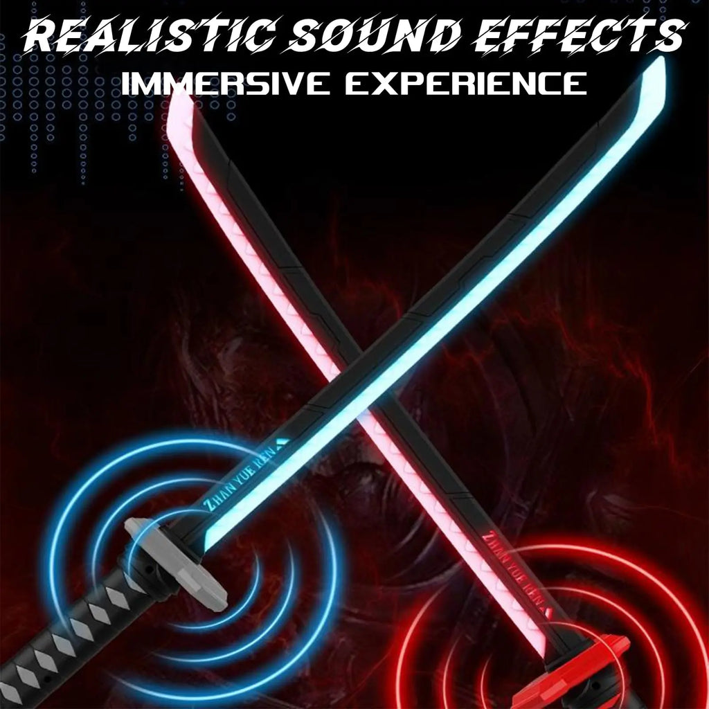 LED Lightsaber Spark Sword Toy – 23" Neon Glowing Blade with Sound & Fog, Eight-Color Streaming Light Effect USB-C Rechargeable Cosplay Weapon for Kids, Halloween Rave Party
