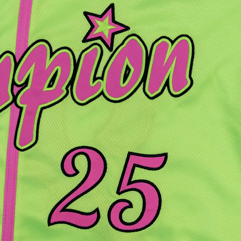 Neon Green #25 Baseball Jerseys Unisex Classic Fit Quick Dry Tracksuit Gym Outfits Loose Breathable Rave Soft Comfort Jerseys & Workout Tops High-Quality Sublimation Print with Tatami Stitch Embroidery Men'S Trend Dia De Muertos Style Clothes