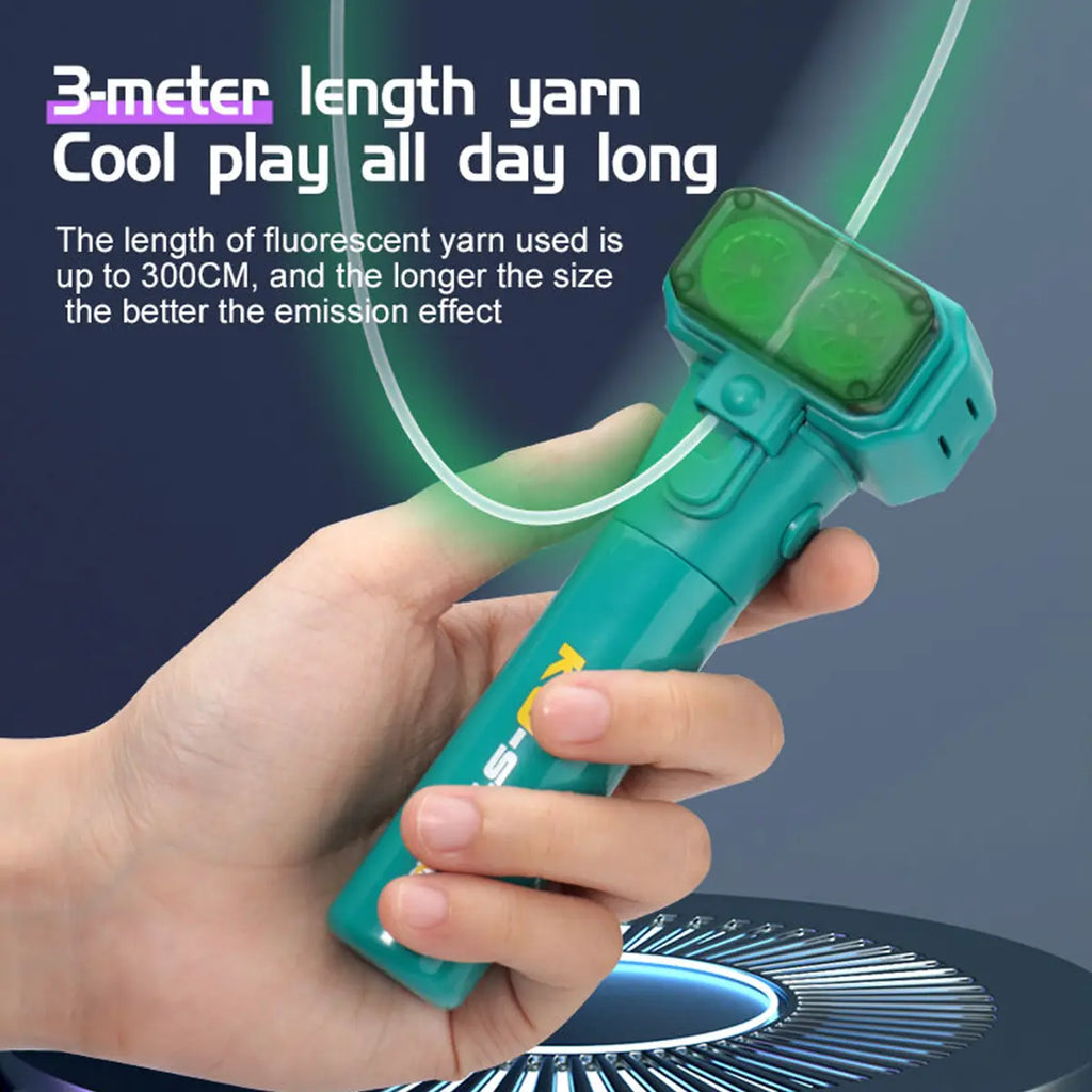 Handheld Fun Stress Reliever Electronic Rope Launcher Toy, the Glow-In-The-Dark String Shooter Toy, Electric Luminous Rope Light, Portable Rope Launcher, Gift for Adult and Kids Rope Launcher, Viral Fidget Toy Gadget, Music Festival Rave Dance Accessory