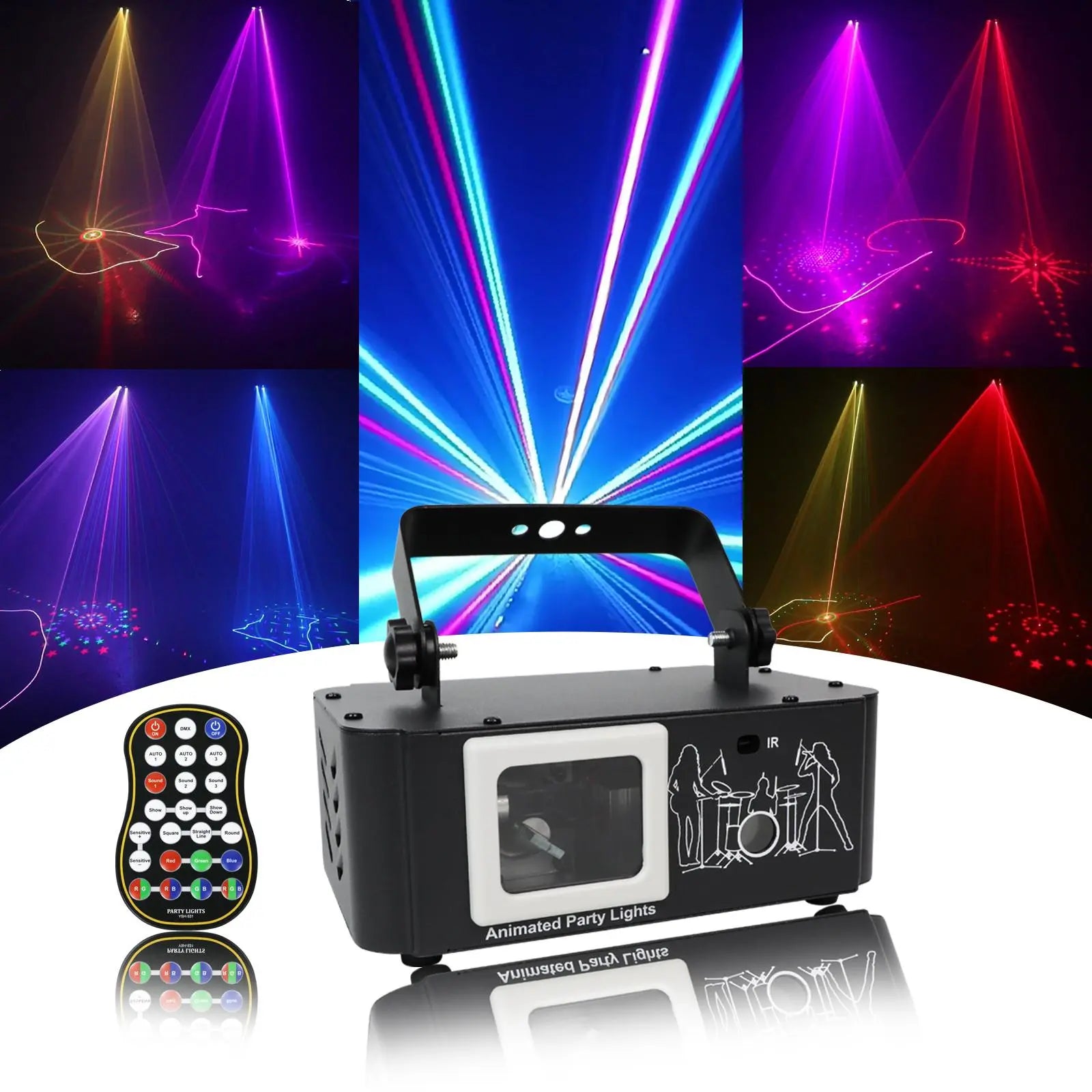 Flashback Events Party Lights Upgraded Starry and Scanning 500MW Laser Projector Full Color RGB Laser Dance Party Light Sound Active for Karaoke,Birthday,Bar,Stage,Halloween,Xmas,Rave Parties,House Parties