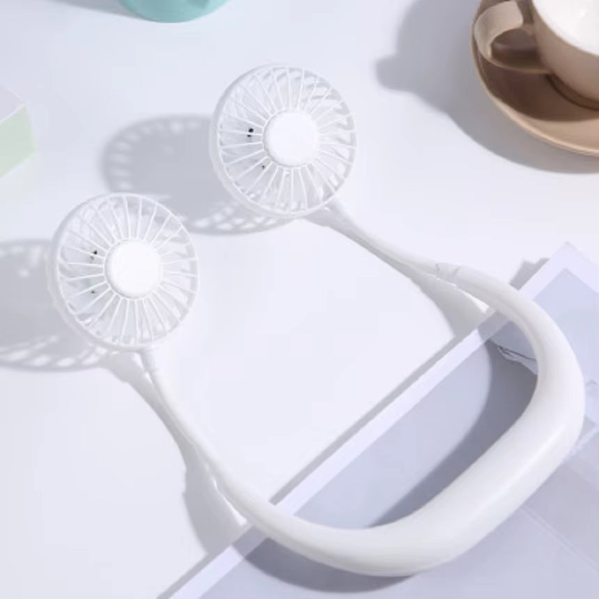 Portable Hanging Neck Fans USB Rechargeable Leafless Mini Air Cooling Fan Air Conditioner Wearable Neckband Fans
