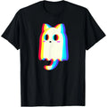Trippy Vaporwave Ghost Cat Halloween Techno Rave EDM Men Women T-Shirt Graphic Tees