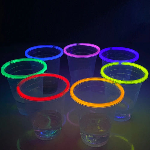 20-Pack 16Oz Glowing Party Cups Multicolor Disposable Neon Glow in the Dark Cups for Beer Pong & Glow Party Supplies