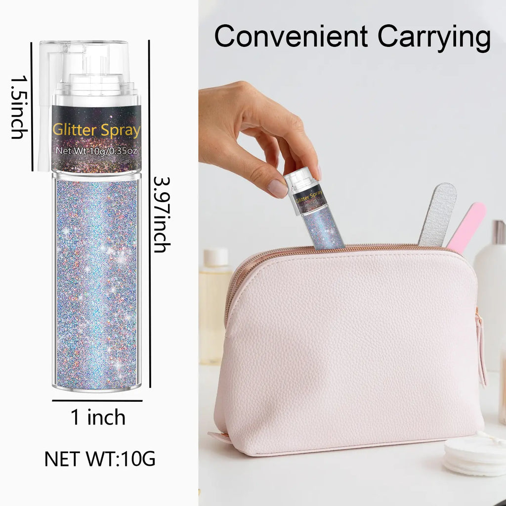Hair and Body Glitter Spray, 1PC Hair Glitter Extra Fine Face Shimmer Powder for Clothes, Festival Loose Sparkle Powder for Rave Clothes Nail Art Easter Halloween Crafts