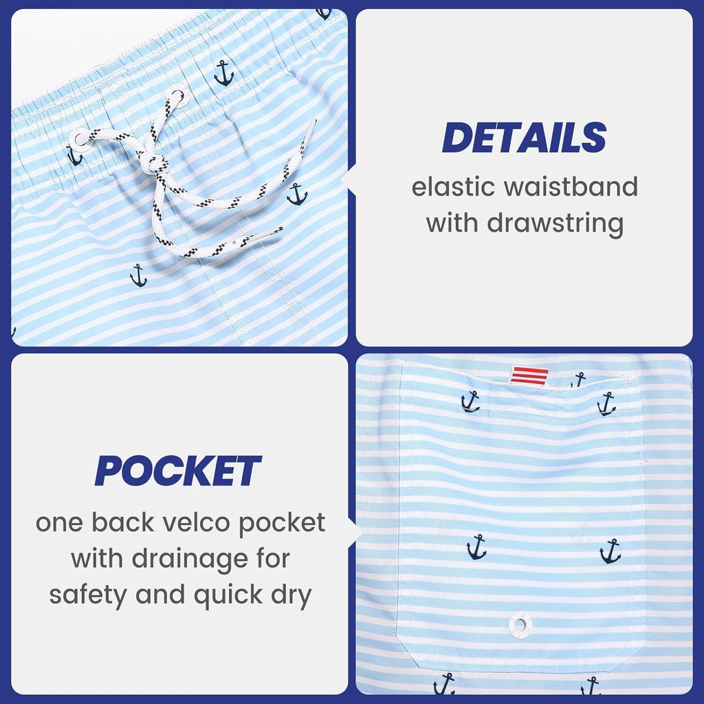 Mens 7 Inch Mens Swim Trunks with Mesh Lining Quick Dry Board Shorts Mens Bathing Suits