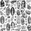6 Sheets Large Chicano Temporary Tattoos for Men Women Adult,Chicana Guadalupe Gangster Fake Tattoos Prisoner Day of the Dead, Halloween Mexico Tattoo Stickers,Tatuajes Temporales Autocolante