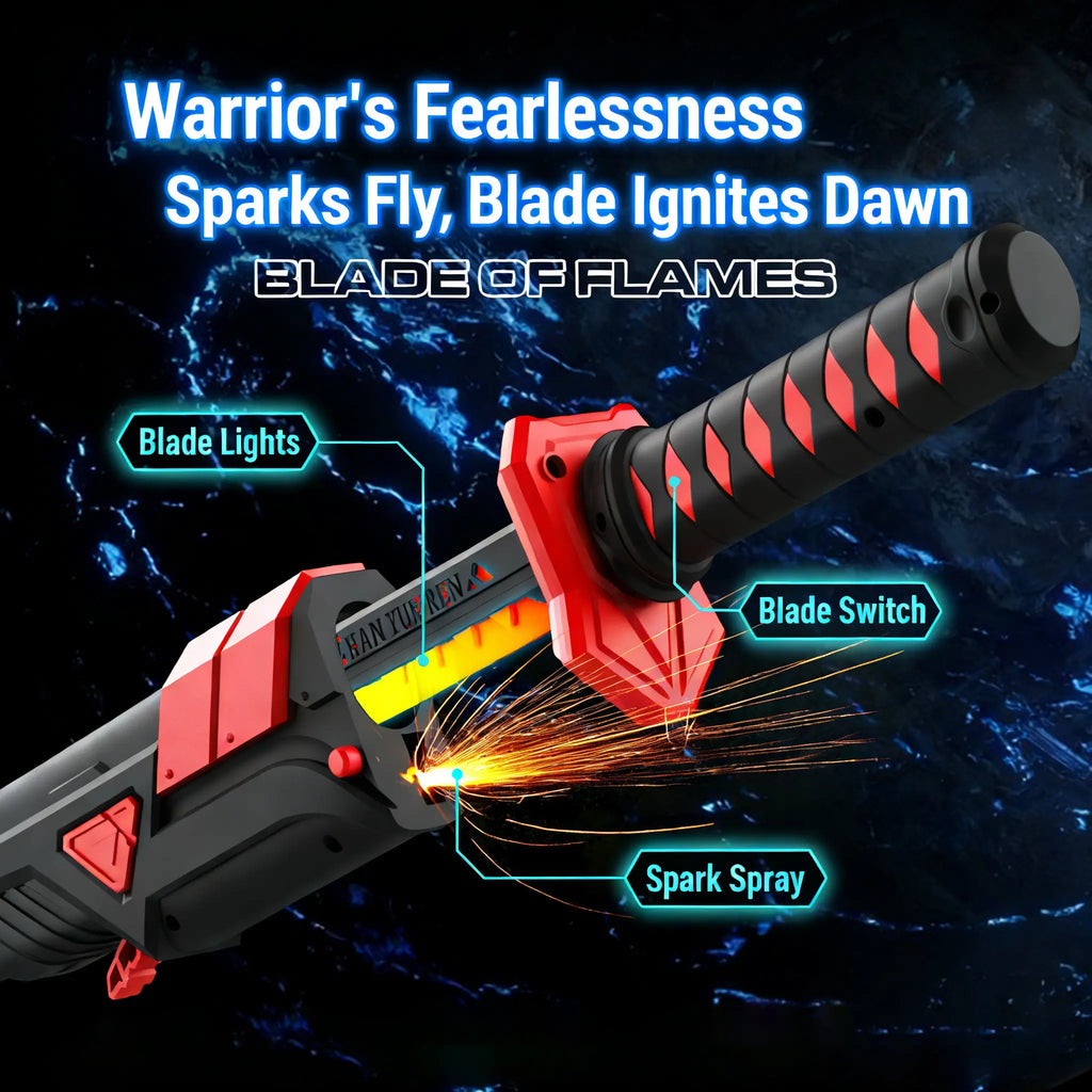 LED Lightsaber Spark Sword Toy – 23" Neon Glowing Blade with Sound & Fog, Eight-Color Streaming Light Effect USB-C Rechargeable Cosplay Weapon for Kids, Halloween Rave Party