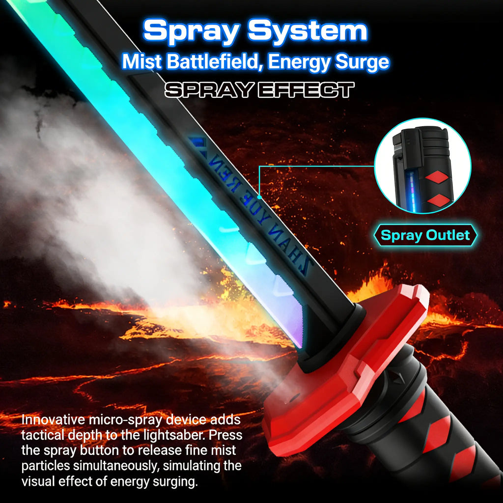 LED Lightsaber Spark Sword Toy – 23" Neon Glowing Blade with Sound & Fog, Eight-Color Streaming Light Effect USB-C Rechargeable Cosplay Weapon for Kids, Halloween Rave Party